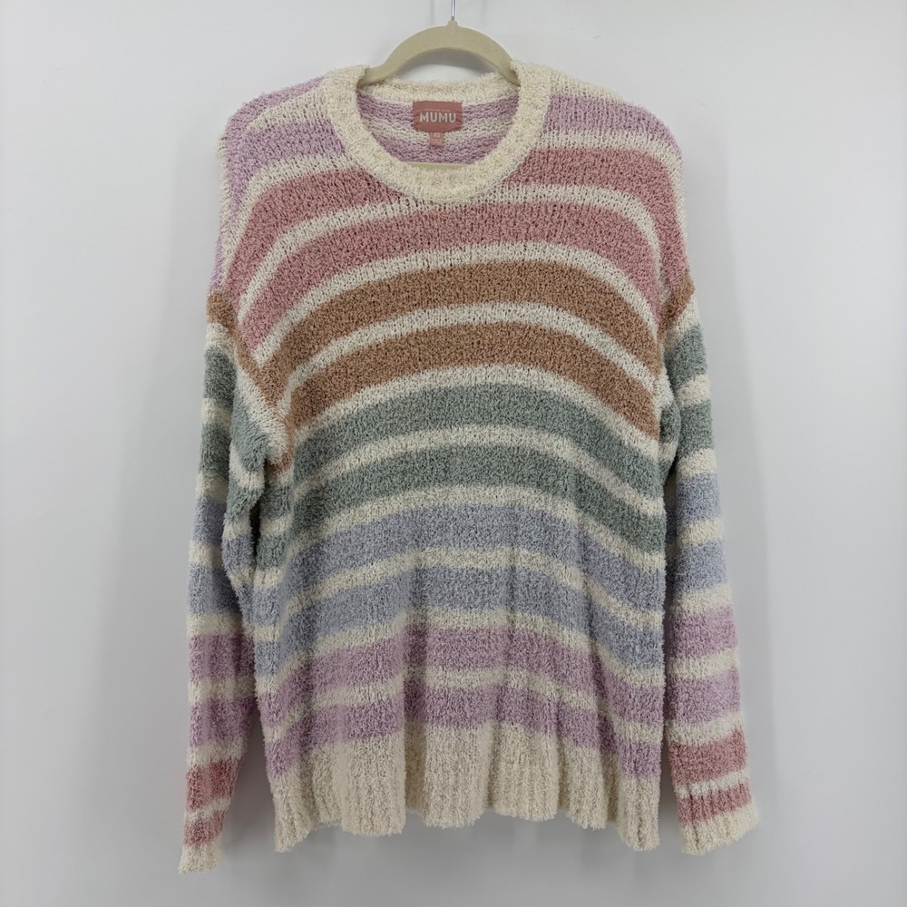 Show Me Your Mumu Flurry Sweater Multicolor Pastel Striped Knit XS